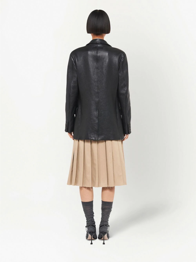 Miu Miu Nappa Leather Single-breasted Blazer In Black