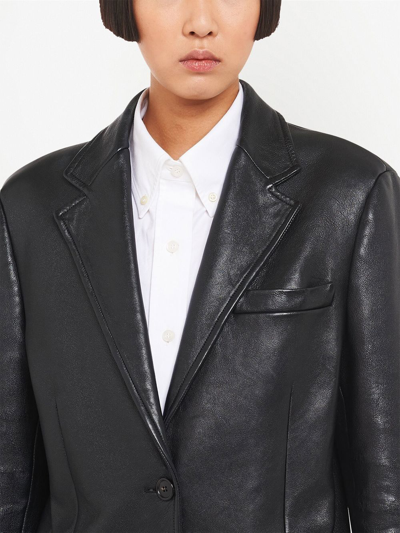 Shop Miu Miu Nappa Leather Single-breased Blazer In Black