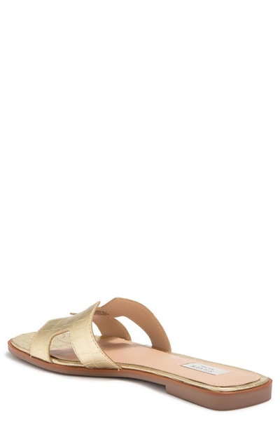 Steven New York Harlien Croc Embossed Slide Sandal In Gold Croco