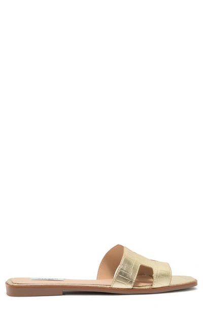 Steven New York Harlien Croc Embossed Slide Sandal In Gold Croco