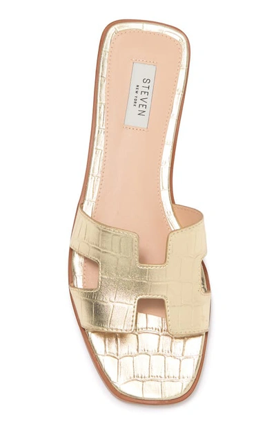 Steven New York Harlien Croc Embossed Slide Sandal In Gold Croco