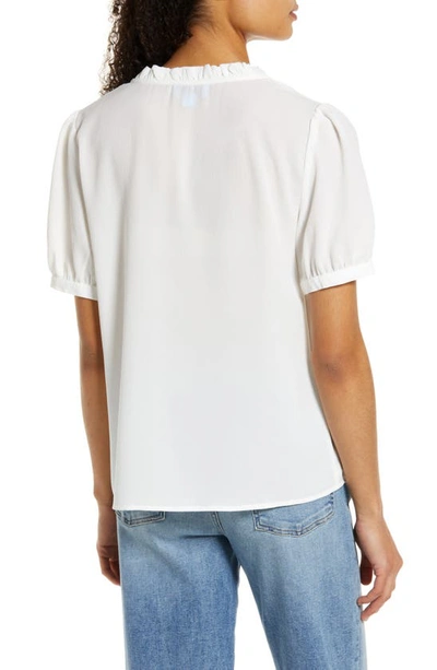 Cece Frill V-neck Button-up Blouse In New Ivory