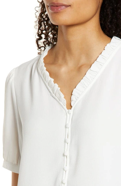 Shop Cece Frill V-neck Button-up Blouse In New Ivory