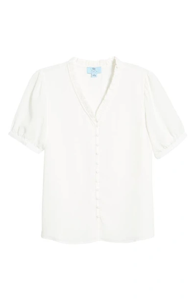 Cece Frill V-neck Button-up Blouse In New Ivory