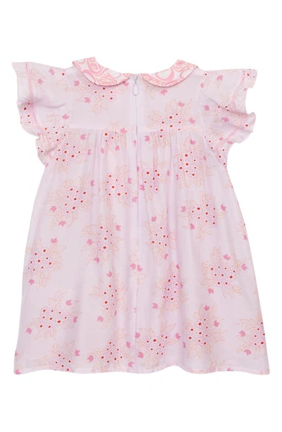 Chloé Kids' Floral Print Ruffle Dress In S79 Pink Red