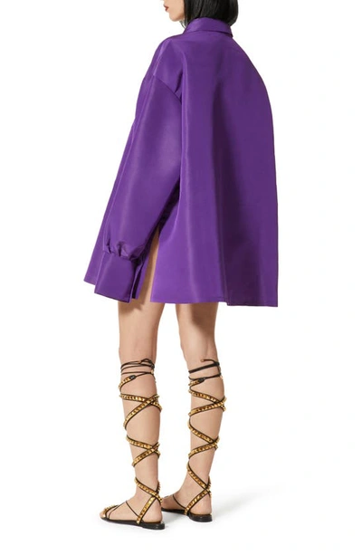 Shop Valentino Long Sleeve Faille Oversize Mini Shirtdress In Prism Violet