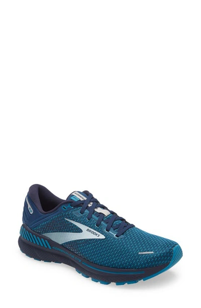 Shop Brooks Adrenaline Gts 22 Running Sneaker In Titan/ Teal/ Grey