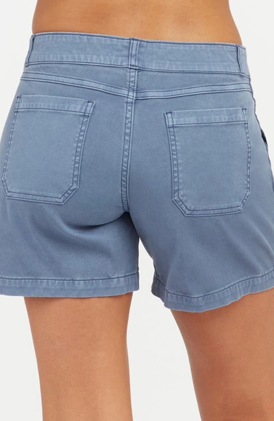 Shop Spanx 6-inch Stretch Twill Shorts In Slate Blue