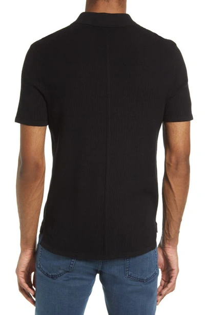 Rag & Bone Ribbed Polo Shirt In Black