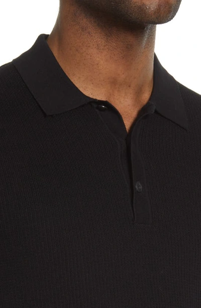 Rag & Bone Ribbed Polo Shirt In Black