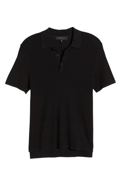 Rag & Bone Ribbed Polo Shirt In Black