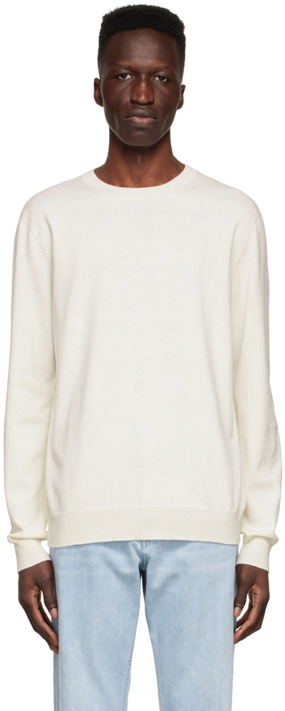 Shop Agnona Off-white Cotton & Cashmere Sweater In N02 White