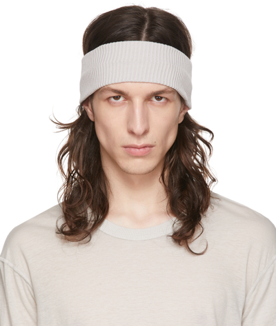 Shop Boris Bidjan Saberi Grey Rib Knit Headband In Light Grey