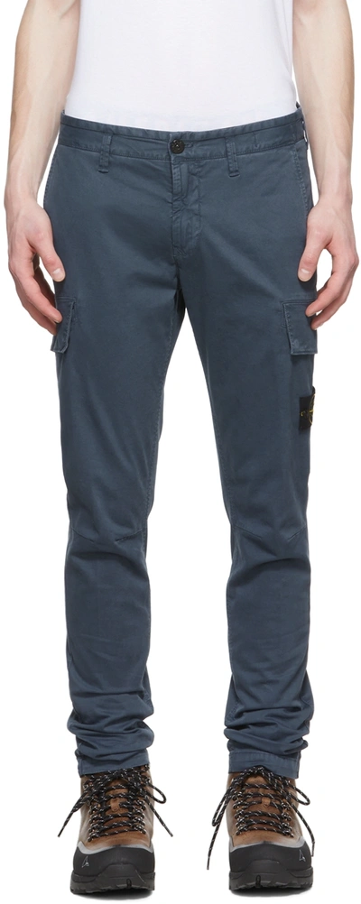 Shop Stone Island Blue Cotton Cargo Pants In V0124 Dark Blue