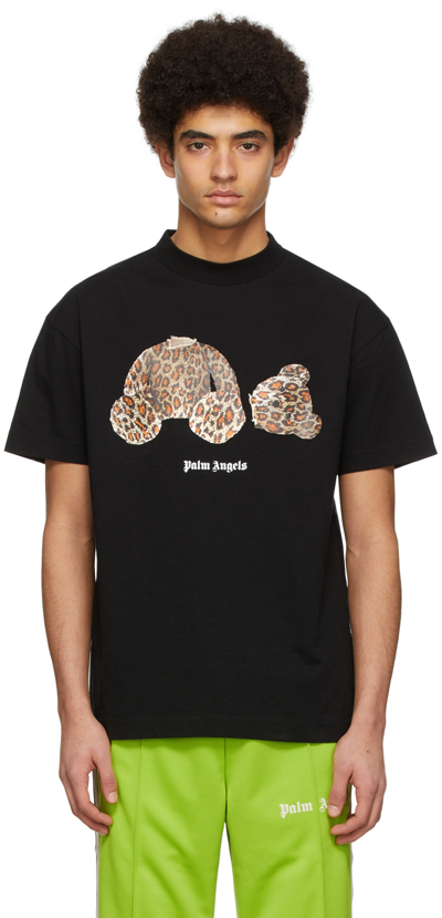 Palm Angels Teddy Bear-print Cotton T-shirt In Black | ModeSens