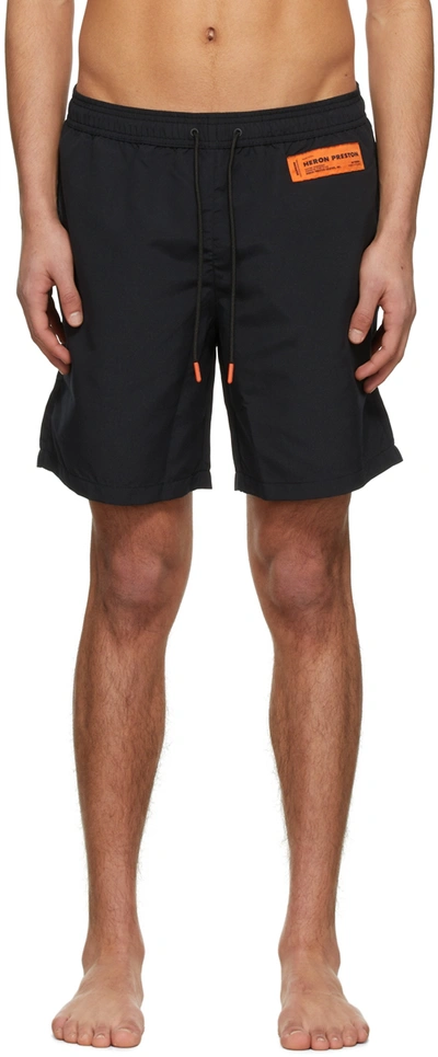 Shop Heron Preston Black Polyester Swim Shorts