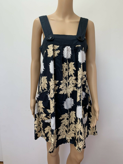 Pre-owned Marimekko Mika Piirainen Black Floral Sleeveless Short Mini Dress  W Pockets S 36 | ModeSens