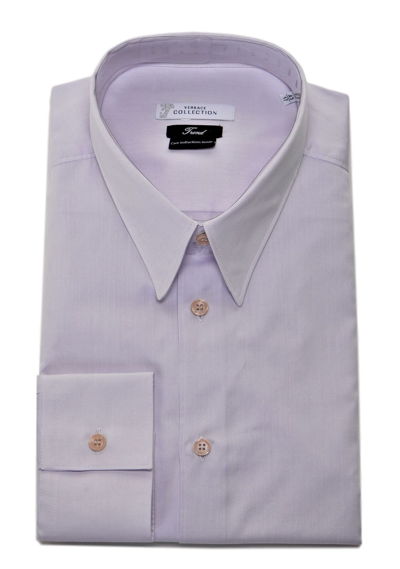 Pre-owned Versace Collection Trend Mens Cotton Dress Shirt V300014 Light Lavender  It42