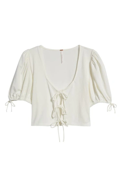 Shop Free People Kitty Puff Sleeve Crop Top In Ivory