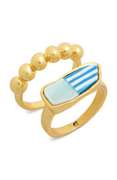 Shop Madewell Patchwork Stone Ring Set In Seaside Blue