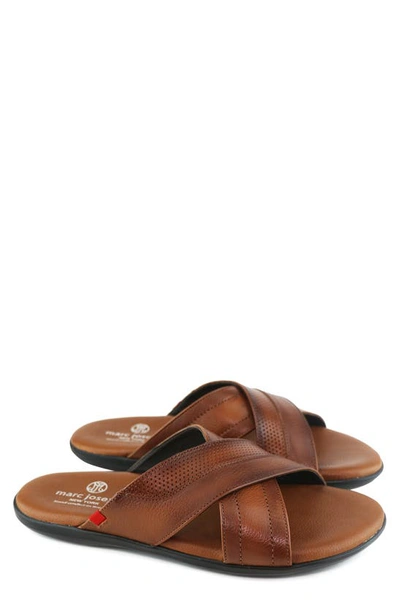 Shop Marc Joseph New York Boone Ave Slide Sandal In Whiskey Grainy