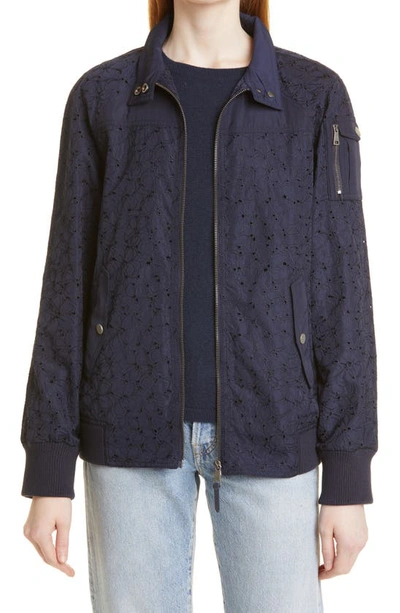 Ted Baker Larsine Mixed Media Cotton Lace Jacket In Navy | ModeSens