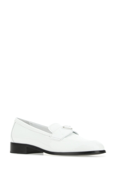 Prada Mocassini In Pelle Bianca  Donna
