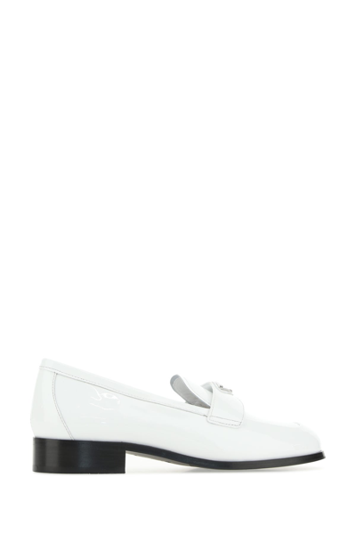 Prada Mocassini In Pelle Bianca  Donna