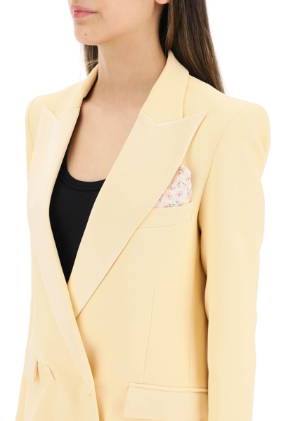 Shop Hebe Studio Bianca Blazer In Coral Cady And Satin In Yellow