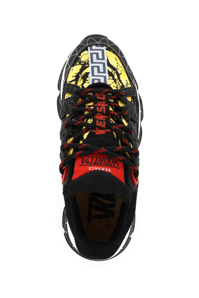 Shop Versace Trigreca Sneakers In Black,gold,red