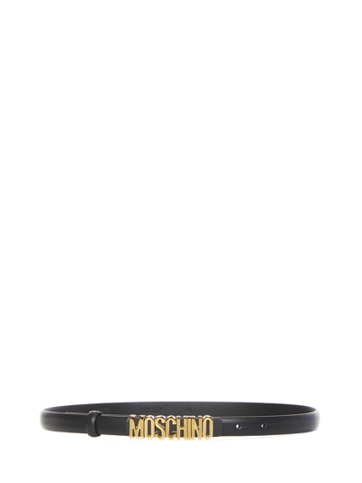 Shop Moschino Mini Logo Lettering Belt In Black