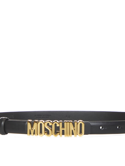 Shop Moschino Mini Logo Lettering Belt In Black