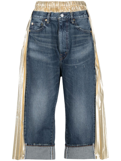 Shop Junya Watanabe Wide-leg Cropped Jeans In Blue
