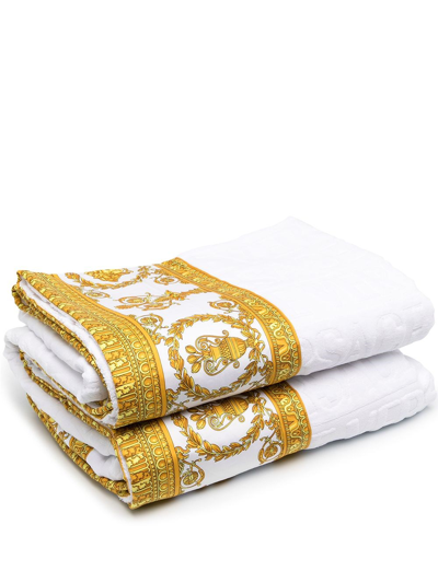 Shop Versace Towel With Print In White