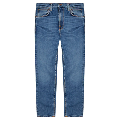Shop Nudie Jeans Lean Dean Lost Orange 12.5 Oz. Jeans In Blue