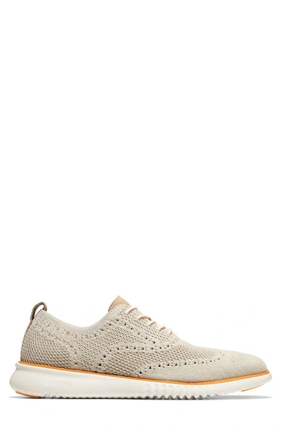 Shop Cole Haan 2.zerogrand Stitchlite Water Resistant Wingtip In Ch Mortar Twisted Knit Blanc