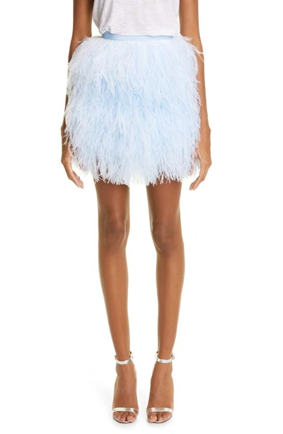 Brandon Maxwell Ostrich Feather Mini Skirt in Blue