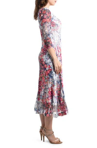 Komarov Floral Cocktail Midi Dress In Azalea