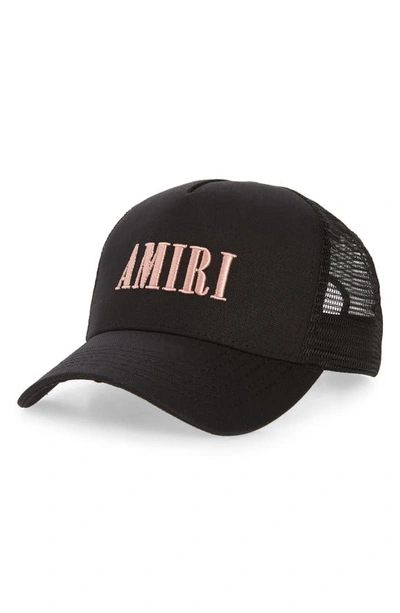 Shop Amiri Core Logo Cotton Trucker Hat In Black Pe