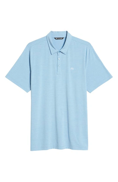 Shop Travismathew The Heater Solid Short Sleeve Performance Polo In Heather Heritage Blue