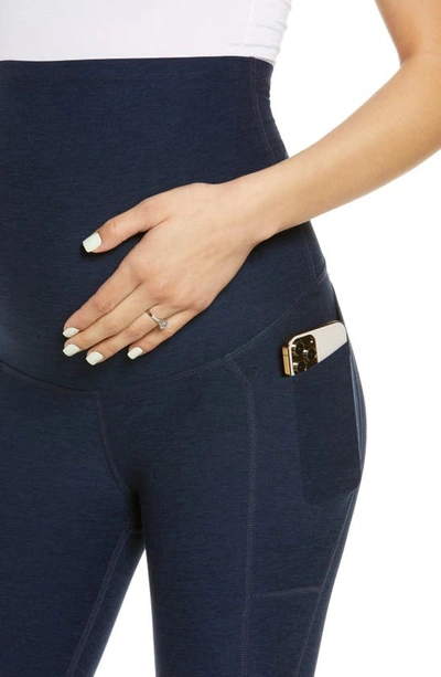 Shop Beyond Yoga Out Of Pocket High Waist Maternity Leggings In Nocturnal Navy