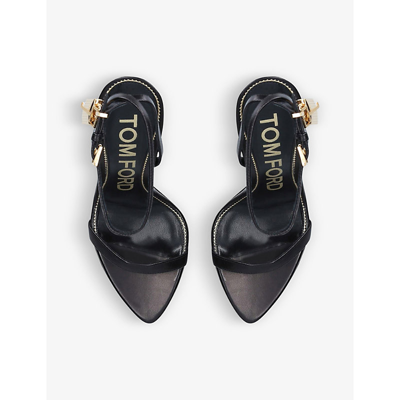 Tom Ford Padlock 85 Naked Pointy Sandals In Calf Leather In Black