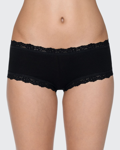 Shop Hanky Panky Low-rise Organic Cotton Boyshorts In Black