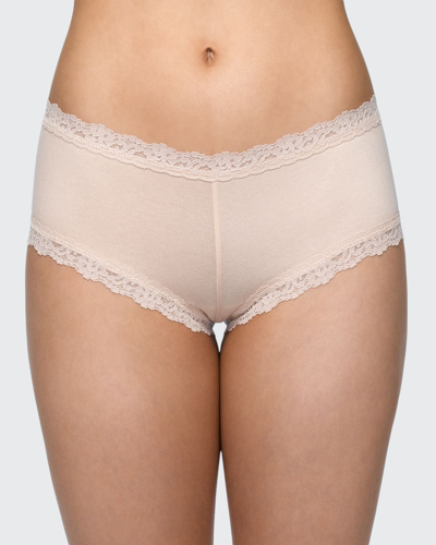 Shop Hanky Panky Low-rise Organic Cotton Boyshorts In Chai