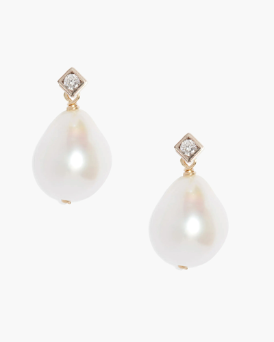 Shop Poppy Finch Diamond Baroque Pearl Earrings | Diamonds/yellow Gold