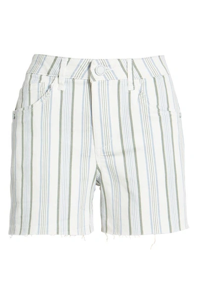 Wit & Wisdom 'ab'-solution Stripe High Waist Raw Hem Shorts In Cactus Water Multi