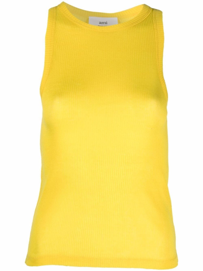Shop Ami Alexandre Mattiussi Sleeveless Jersey Top In Yellow