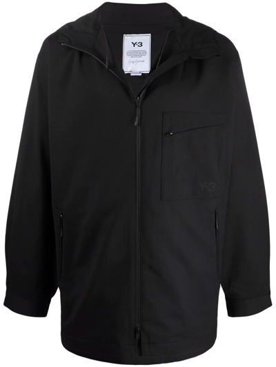Shop Y-3 Zipped Hooded Jacket In Black
