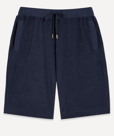 Shop Sunspel Towelling Shorts In Navy