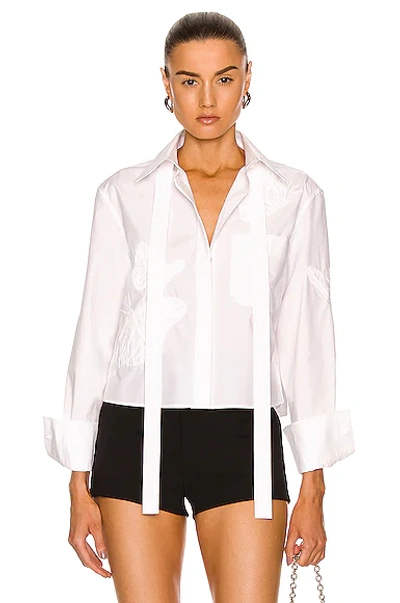 Shop Valentino Embroidered Shirt In Bianco Ottico